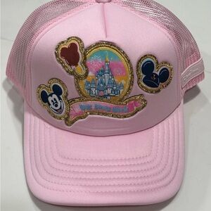 Walt Disney World Stoney Clover Lane Pink Patches Trucker Baseball Hat Cap